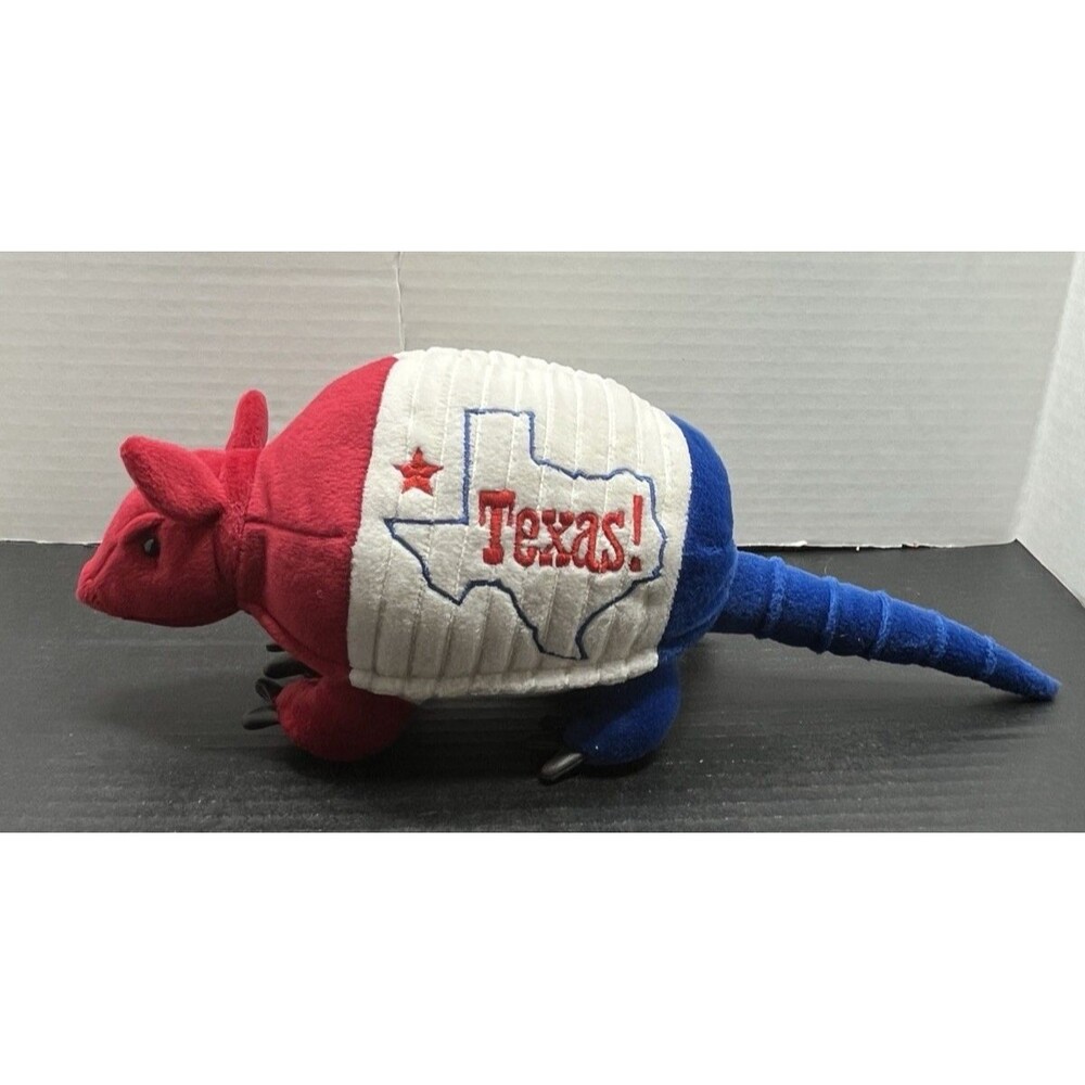 Vintage Texas Plush Armadillo Stuffed Animal Red White & Blue Zoona 2005 16"